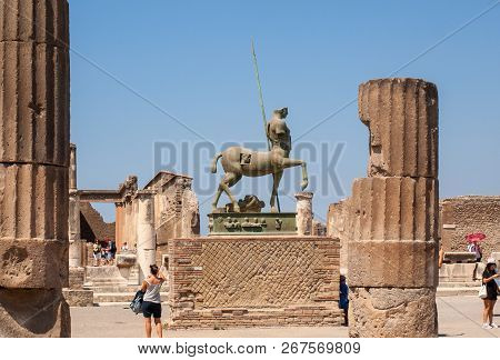 Pompeii, Italy - June 15, 2017: Sculptures Of The Polish Sculptor Igor Mitoraj On Display At Pompeii