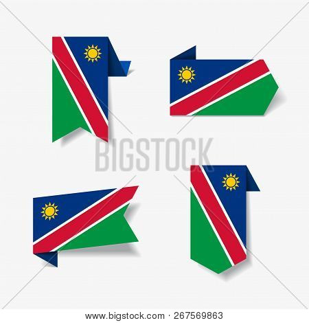 Namibian Flag Stickers And Labels. Vector Illustration.