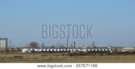 Horizontal Marketable Petroleum Park. The Equipment At The Refinery.