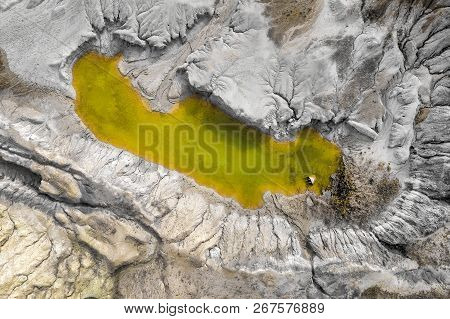 Aerial View Of Lake In Open Pit Mine