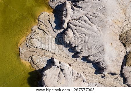 Surrealistic Aerial Image Of Abandoned Opencast Mine