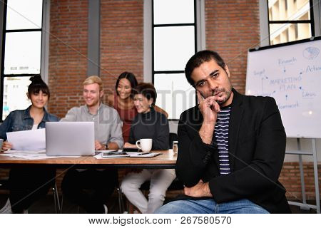 Business Concept. Business People Are Stressed At Work. Businessmen Use Hard Thoughts In The Office.