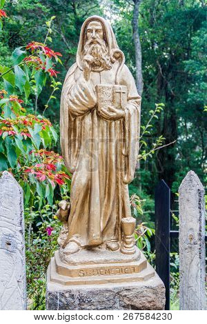 Sculpture Of Saint Benedict At The Grounds Of Adisham Monastery Near Haputale, Sri Lanka