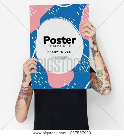 Hiding behind a colorful poster mockup