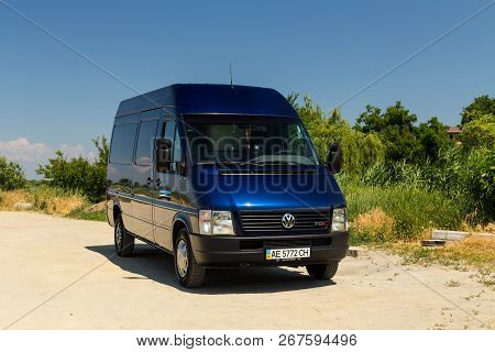 Oleksandrivka, Dnipropetrovsk Region, Ukraine - June 16, 2015: Volkswagen Lt Truck Blue Color Near T