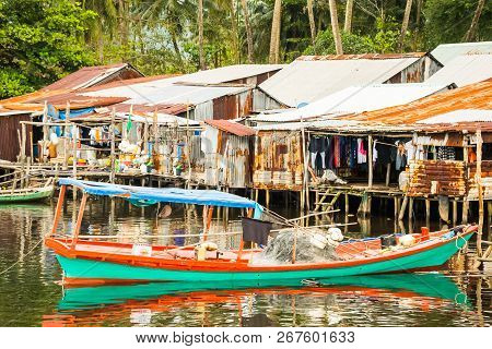Colorful Tropical Fishing Village On Phu Quoc Island In Vietnam