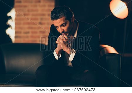 Tired Millionaire Billionaire Un-shaven Man In Classic Chic Formal Wear Tux Tuxedo And Modern Jacket