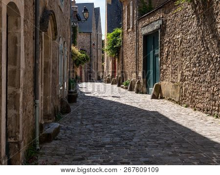 A Paved Street In Le Mans, France.