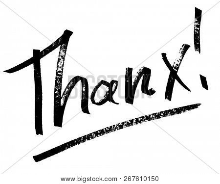 Thanx - Modern calligraphy, hand drawn marker pen lettering