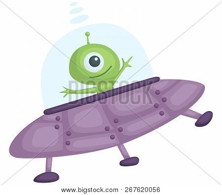 A Vector Of An Ufo With Alien Inside