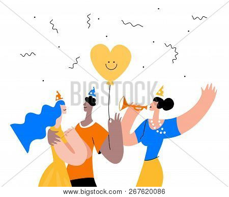 Group Of Friends Making Party,celebration Birthday, Carnival, Anniversary.corporate, Celebration And