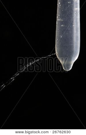 condom with water but leaking