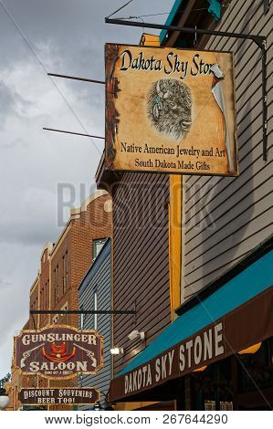 Deadwood, South Dakota, September 25, 2018 : Stores In Deadwood. The Entire City Is A National Histo