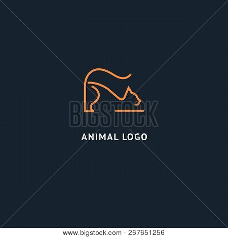 Cat Silhouette Logo. Vector Abstract Minimalistic Illustration Veterinary. Kitten Icon. Pet, Pet Sho