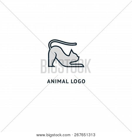 Cat Silhouette Logo. Vector Abstract Minimalistic Illustration Veterinary. Kitten Icon. Pet, Pet Sho