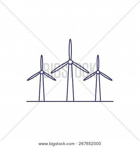 Wind Turbines Line Icon. Alternative Energy, Wind Power, Eolic Energy. Electric Power Production Con