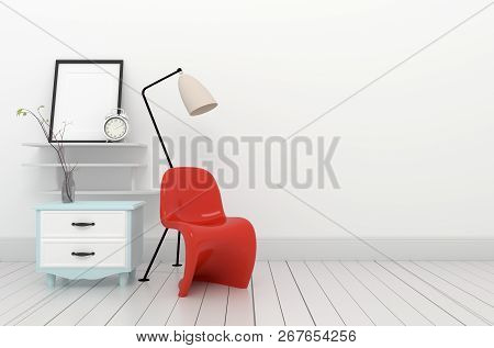 Mock Up The Room Living Interior Design. 3d Rendering