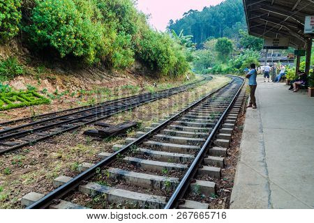 Ella, Sri Lanka - July 15, 2016: Railway Station In Ella Village