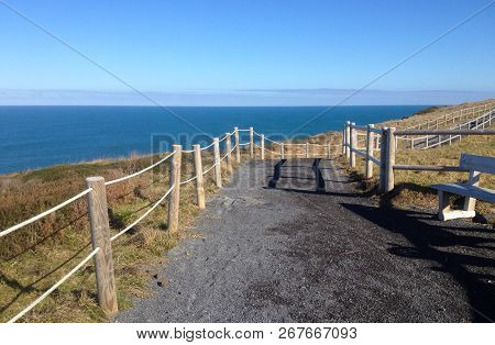 View Of Cabo De Ajo, The Ajo Cape. Cantabrian Sea, Cantabria, Northern Spain.