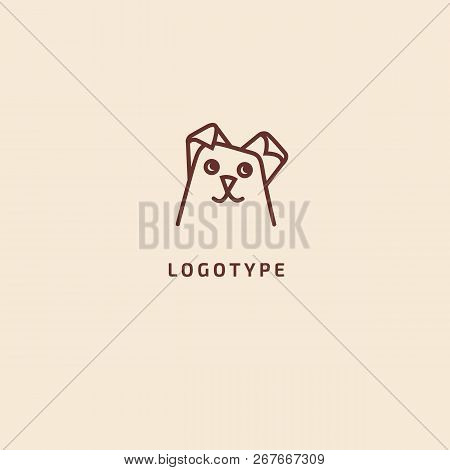 Dog Silhouette Logo. Vector Abstract Minimalistic Illustration Veterinary. Puppy Icon. Pet, Pet Shop