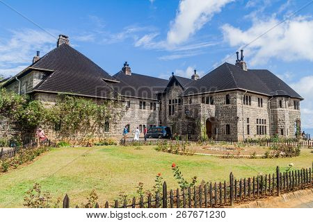 Haputale, Sri Lanka - July 16, 2016: People Visit Adisham Monastery Near Haputale, Sri Lanka