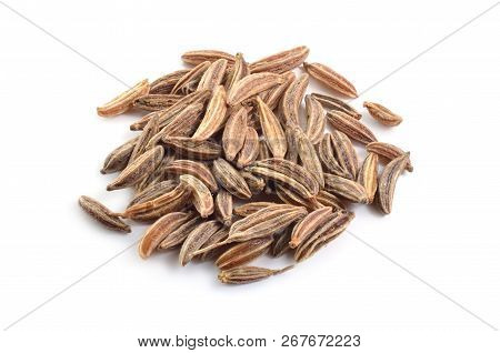Caraway Or Carum Carvi Seed Isolated On White Background