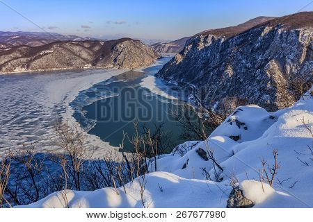 Landscape In The Danube Gorges. Cazanele Mari Seen From The Romanian Side