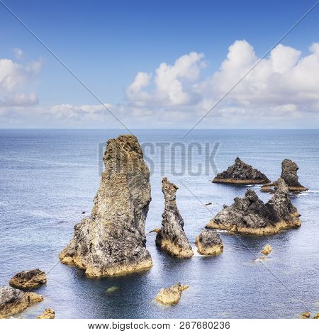 As Painted By Claude Monet, Les Aiguilles De Port Coton, Belle-ile, Brittany, France.