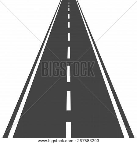 Straight Road With White Markings Vector Illustration. Highway R