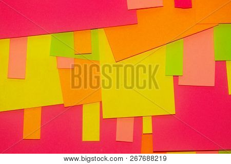 Bright Multi-colored Stickers On The Office White Board.