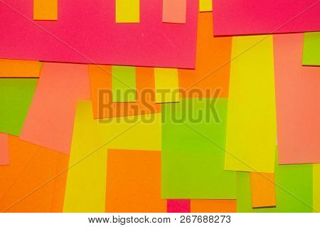 Bright Multi-colored Stickers On The Office White Board.