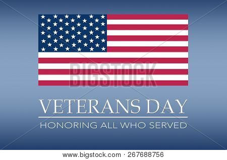 Veterans Day Banner With The Falg Of The United States