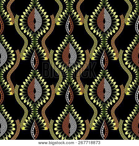 Colorful Beautiful Abstract Greek Vector Seamless Pattern. Ornam