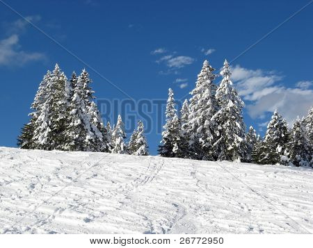 Zima ve švýcarských Alpách (Flumserberg, St.Gallen, Švýcarsko)