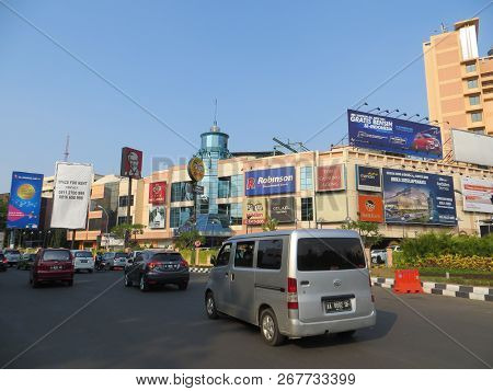 Semarang, Indonesia - October 28, 2018: Traffic On Jalan Simpang Lima.