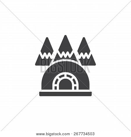 Igloo Mountains Vector Icon. Filled Flat Sign For Mobile Concept And Web Design. Igloo Ice House Sim