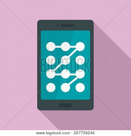 Screen Sign Lock Icon. Flat Illustration Of Screen Sign Lock Icon For Web Design