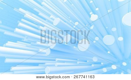 Diagonally Placed Abstract White Cylinders