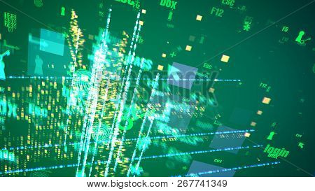 Abstract Cyber Signs In Olive Space