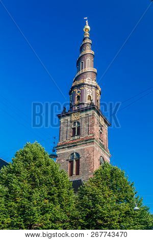 Church Of Our Saviour Tower In Copenhagen, Denmark