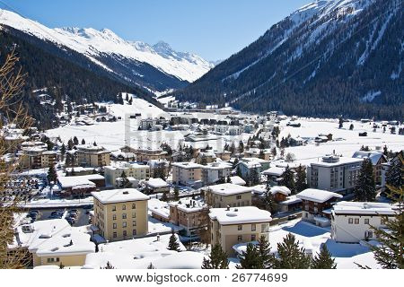 Kış (Davos, Graubuenden, İsviçre) İsviçre Alpleri'nde
