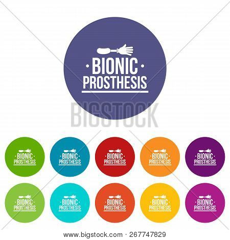 Arm Prosthesis Icons Color Set Vector For Any Web Design On White Background