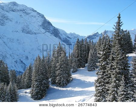 Winter in den Schweizer Alpen (Elm, Glarus, Schweiz)
