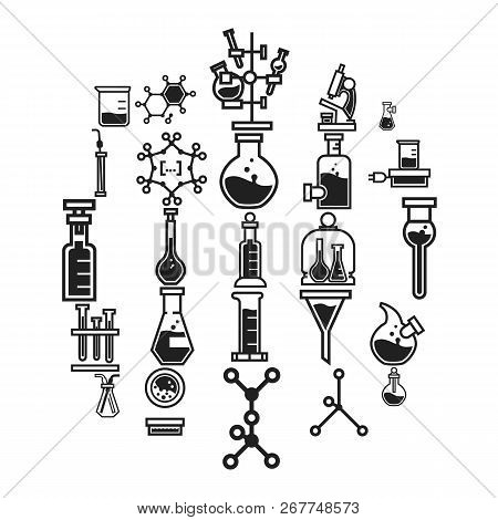Chemistry Icon Set. Simple Set Of Chemistry Icons For Web Design Isolated On White Background