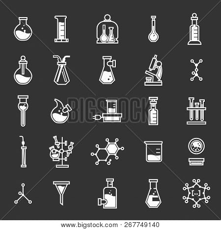 Chemistry Icon Set. Simple Set Of Chemistry Icons For Web Design Isolated On Gray Background