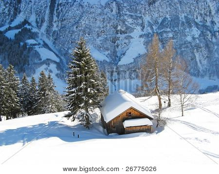 Winter in the Swiss alps (Elm, Glarus, Switzerland)