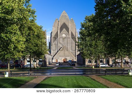 Copenhagen, Denmark - September 22, 2018: Exterior View Of Grundtvigs Church