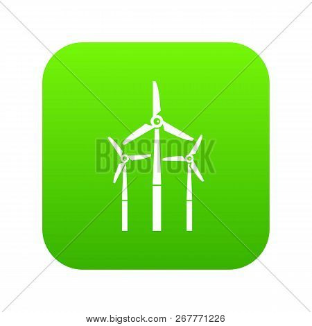 Windmill Icon Digital Green For Any Design Isolated On White Vector Illustration