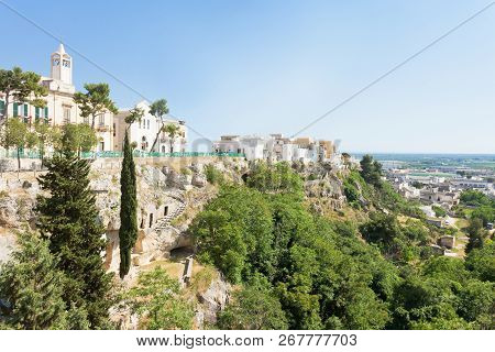 Massafra, Apulia, Italy - Church And Park Built On The Mountains For Safety Reasons