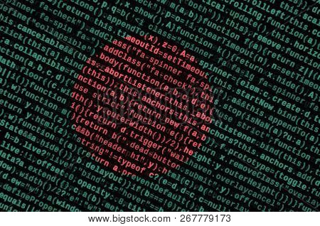 Bangladesh Flag  Is Depicted On The Screen With The Program Code. The Concept Of Modern Technology A